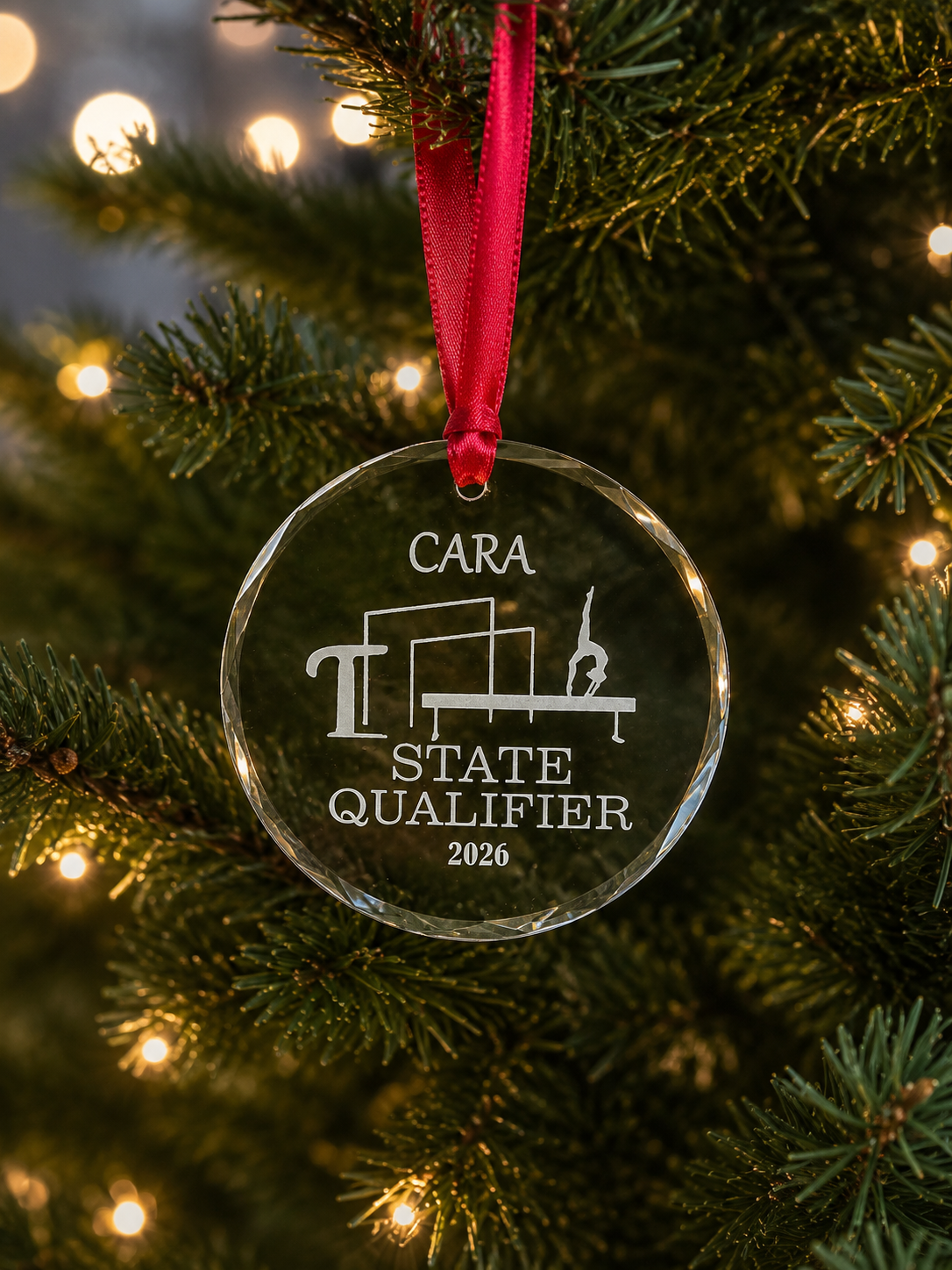 2026 CARA State Qualifier Crystal Sand Carved Gymnastic Ornament